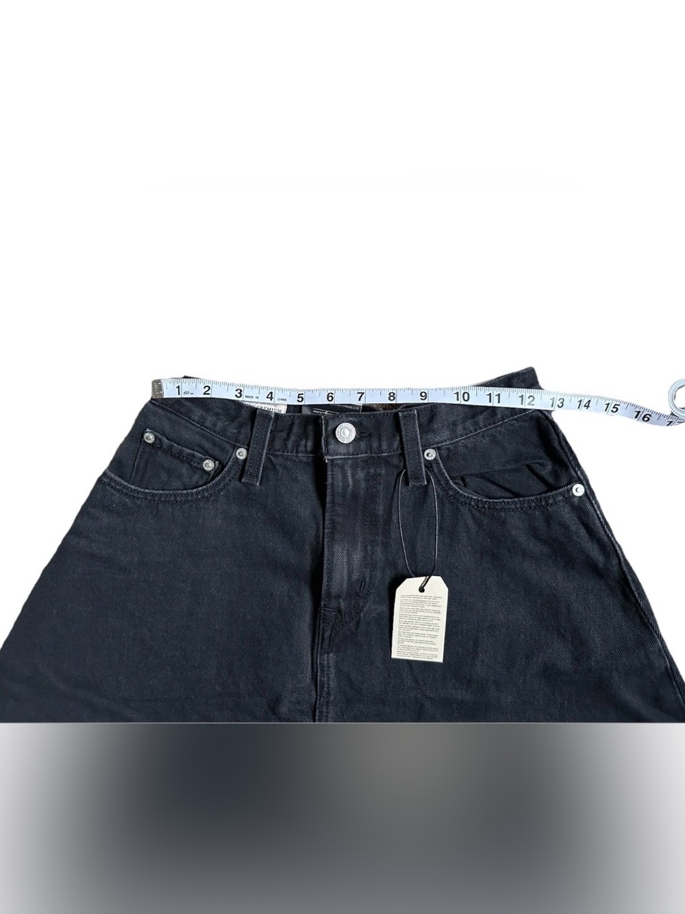 Levi’s Premium A-Line Mini Flounce Skirt Black Size 25 Denim A87250003 NWT - Picture 7 of 9